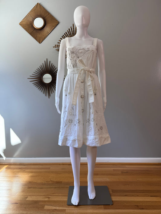 Dolce & Gabbana - Vestido de verano blanco bordado vintage