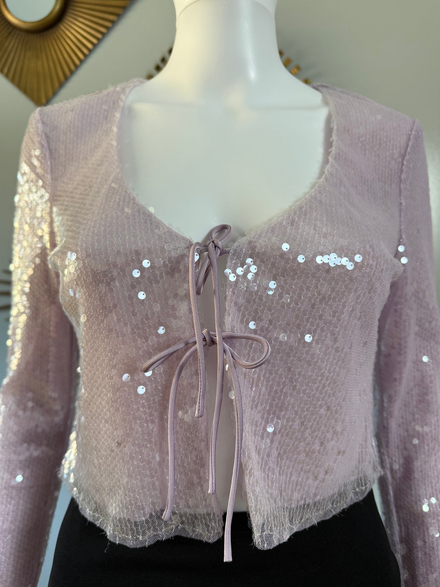 Oh Polly - Lilac Tie Front Crop Top