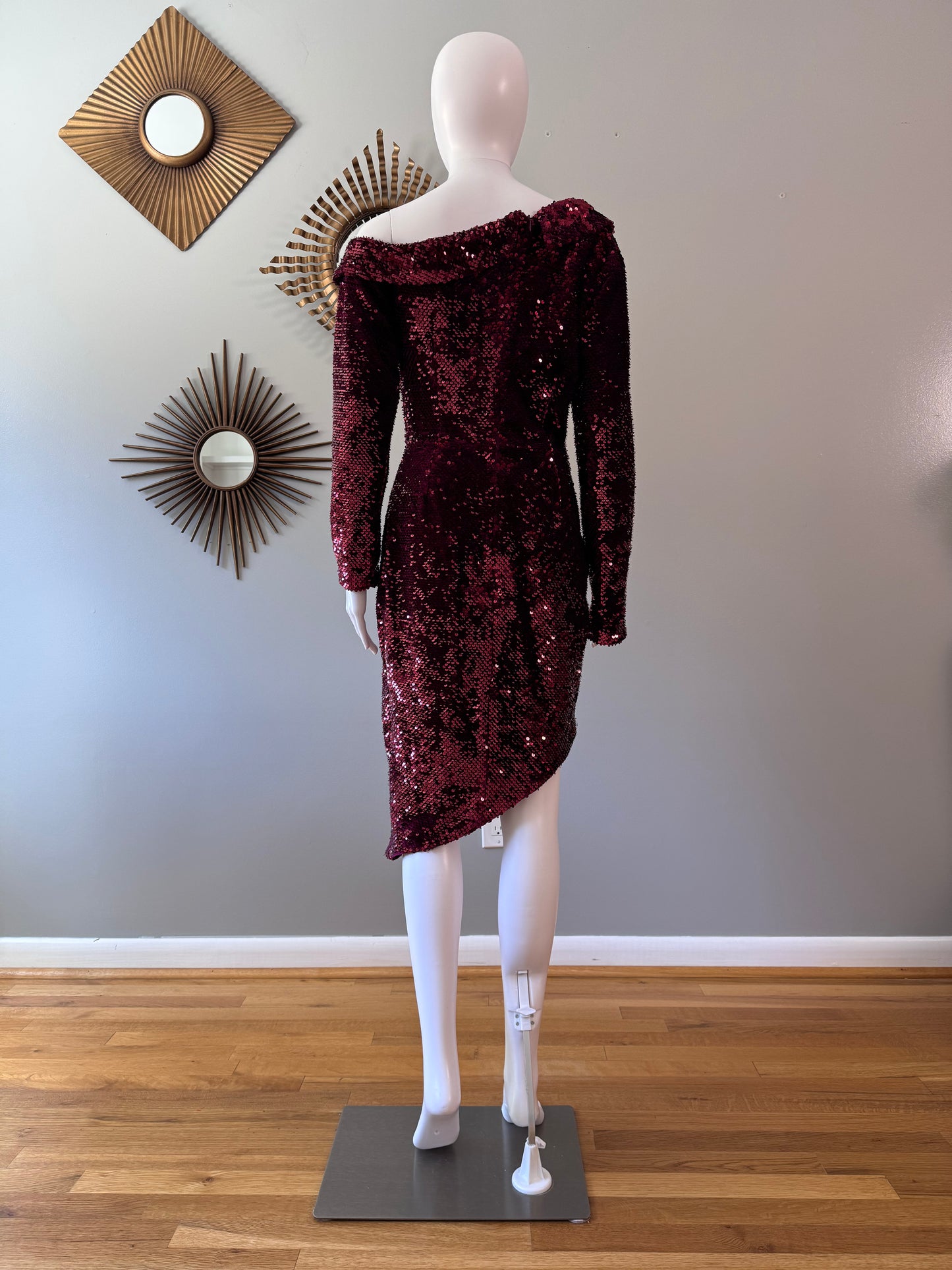 Lavish Alice - Velvet Sequin Asymmetric Mini Dress