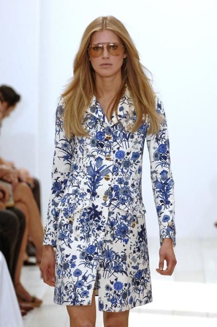 GUCCI- Blue Floral Canvas Wedge Sandal