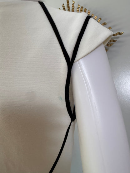 Express - White Mini Dress W/ Black Piping