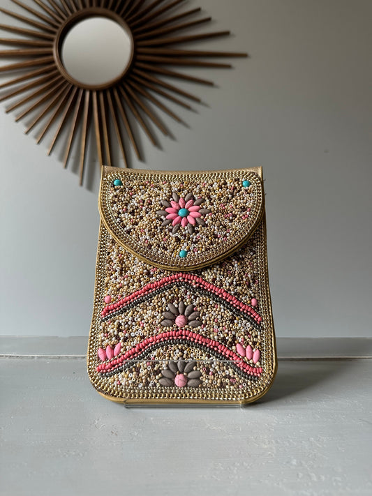 Beaded Design Crossbody Travel Bag