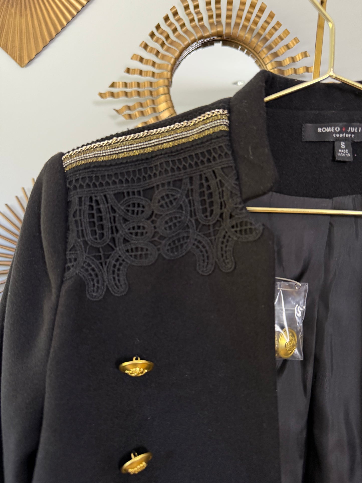 Romeo & Juliet Couture - Black Military Jacket w/ Gold Buttons