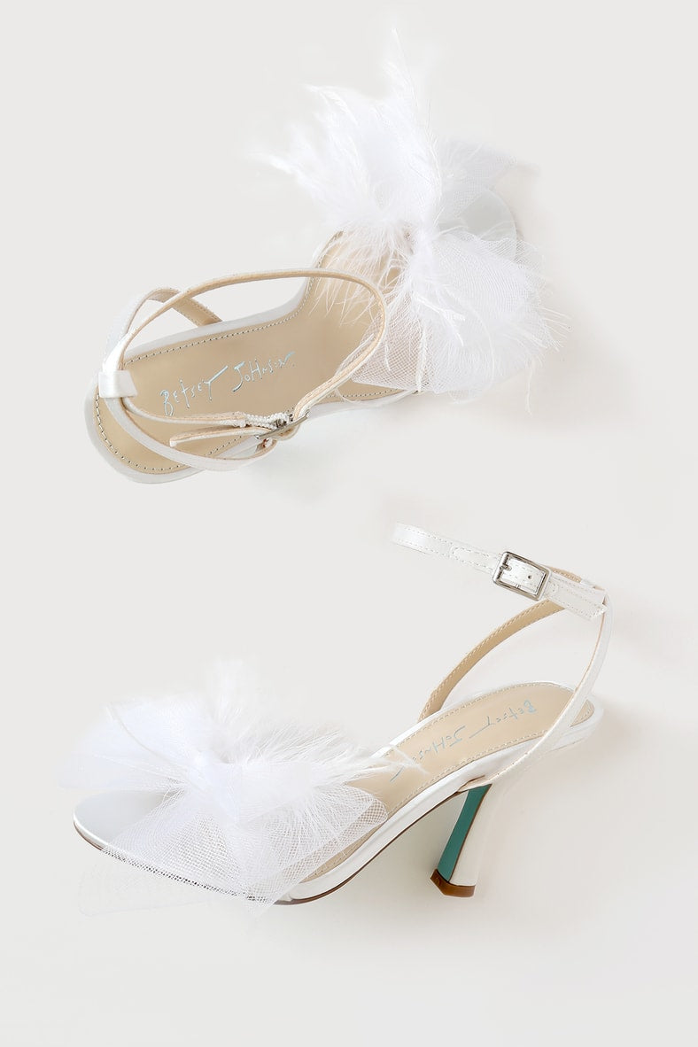 Betsey Johnson - Lylla  Ivory Satin Bow Feather Heel