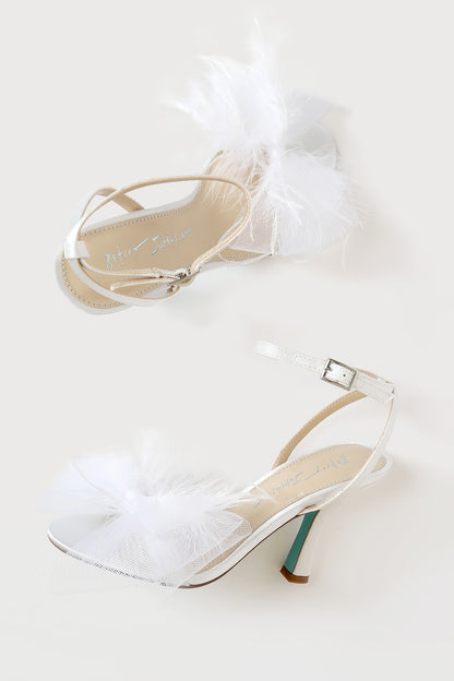 Betsey Johnson - Lylla  Ivory Satin Bow Feather Heel