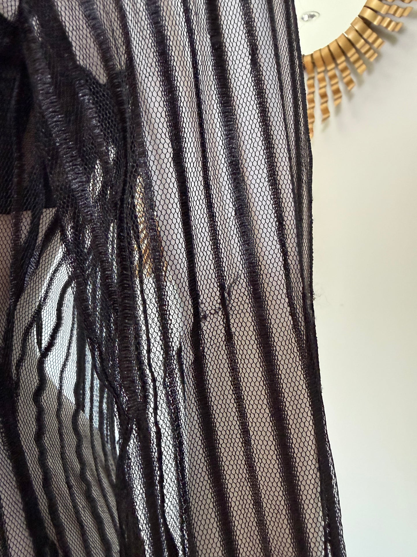 Superdown- Black Dila Sheer Striped Bodysuit