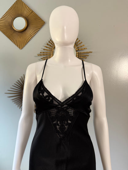 ZARA - Black Maxi Sleep Dress w/ Lace Detail