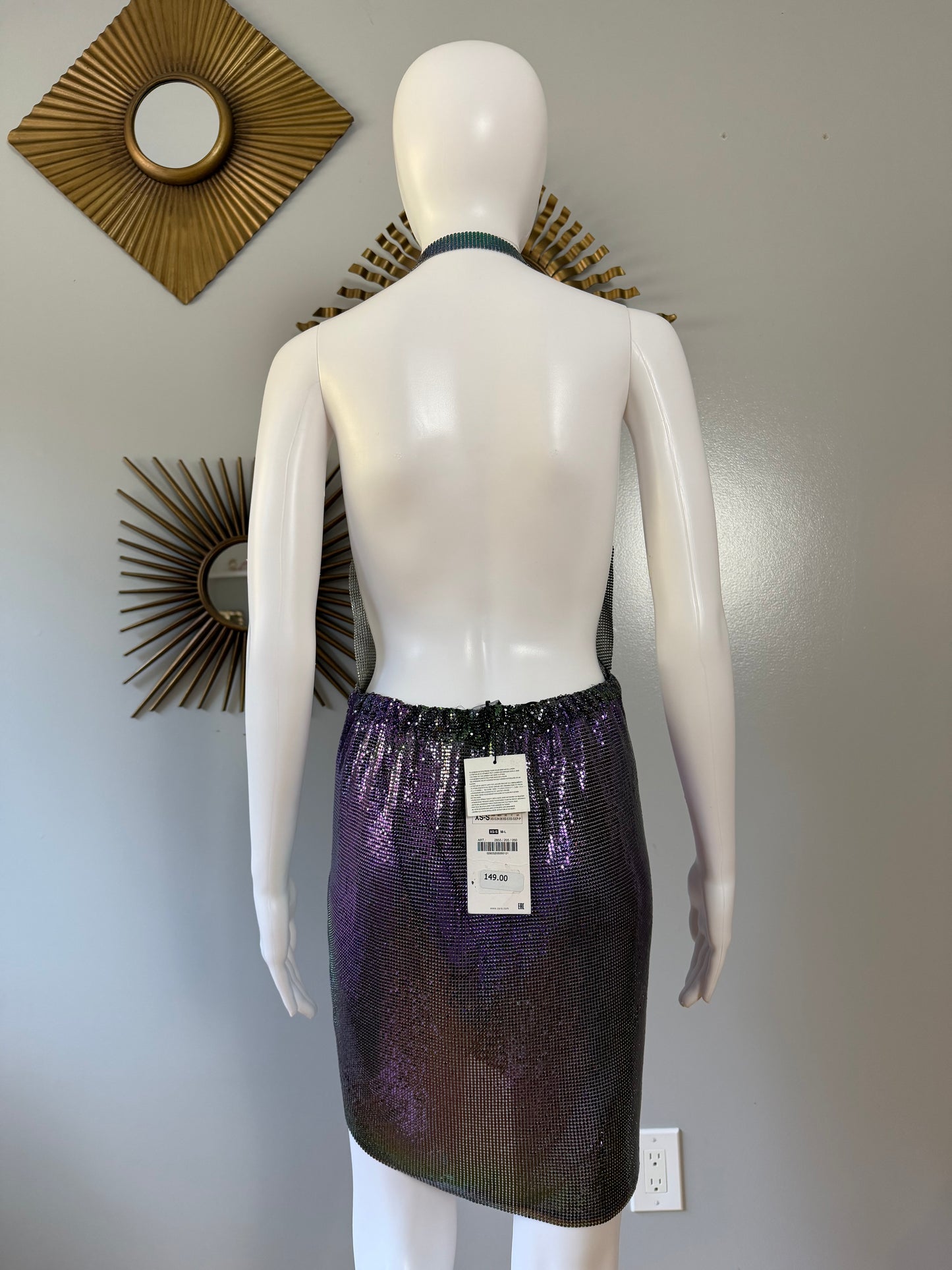 ZARA - Purple Chain-link Backless Dress