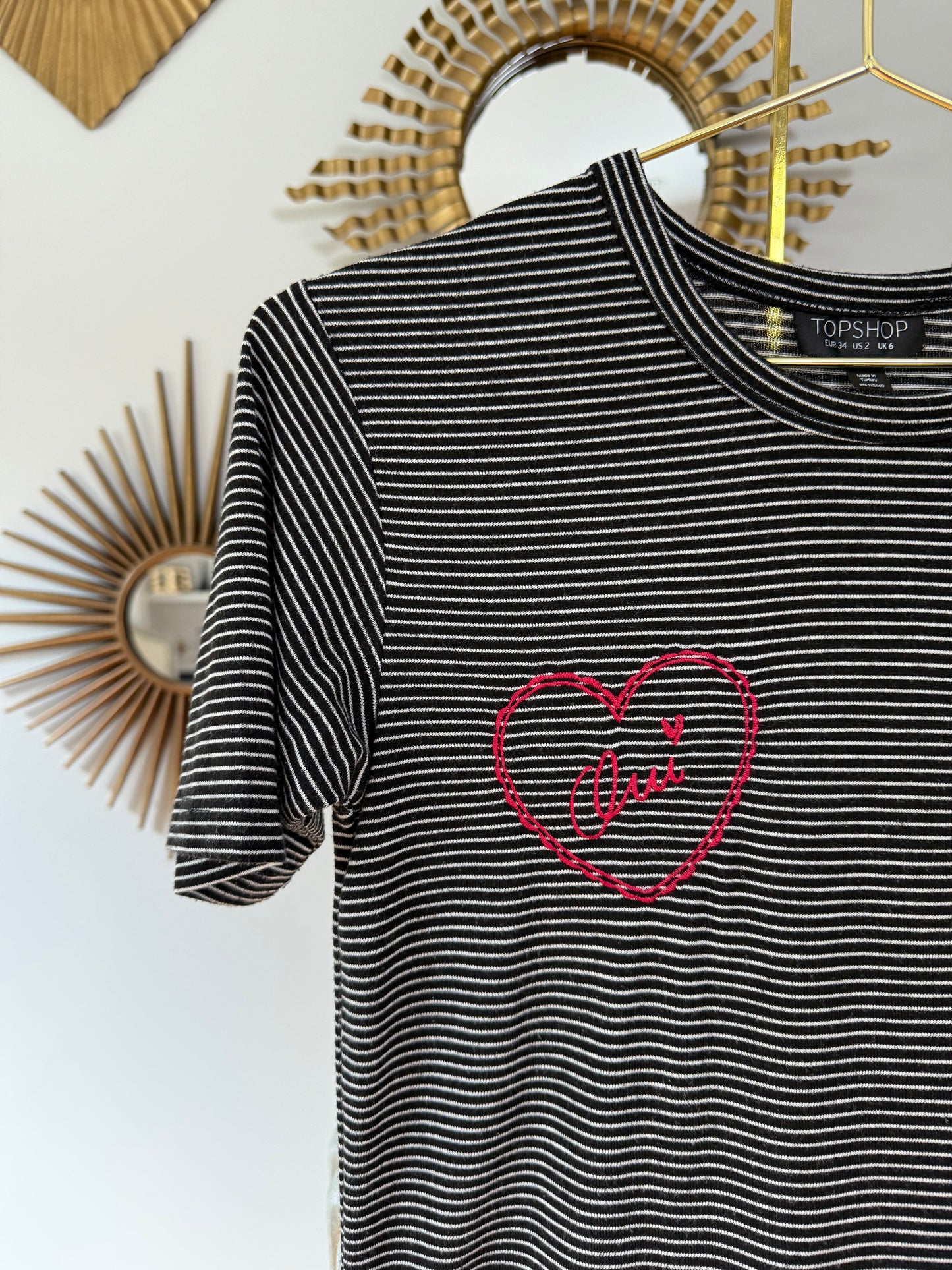 TopShop - Blue Striped Embroidered Shirt