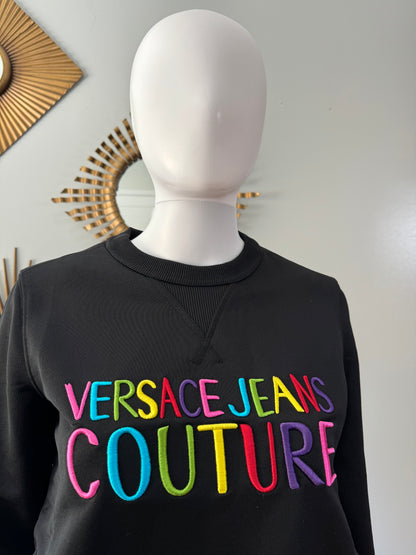 Versace Jeans - Black Crewneck Sweater w/ Multicolor Design