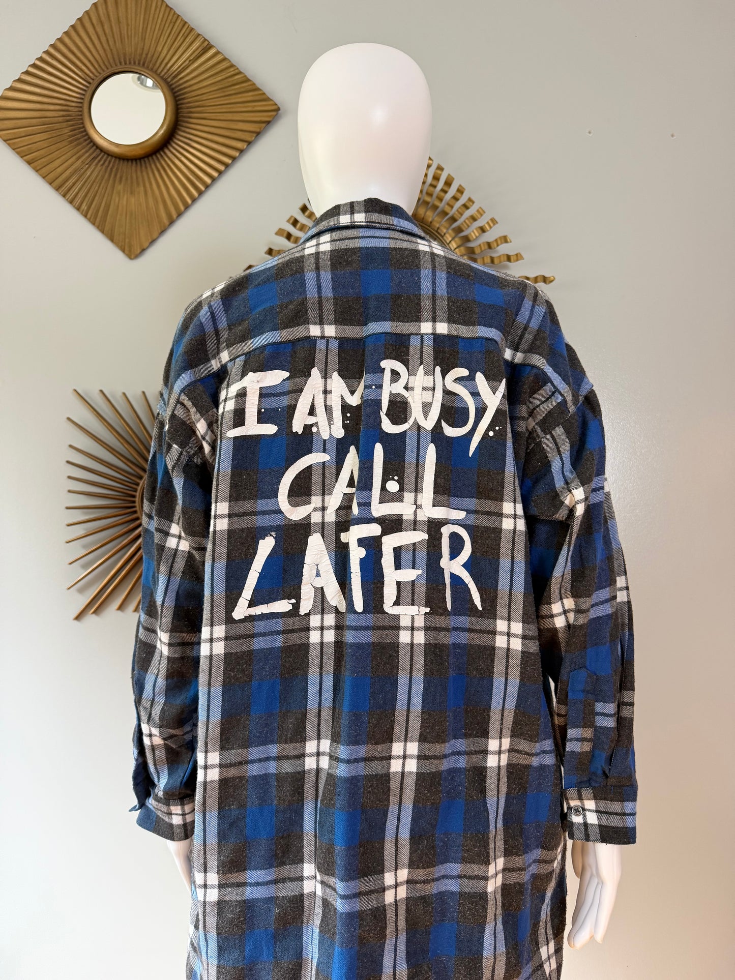 ZARA - Blue Plaid Flannel Tunic Top
