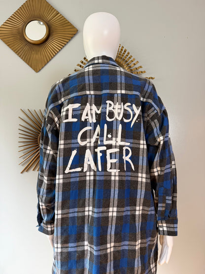 ZARA - Blue Plaid Flannel Tunic Top