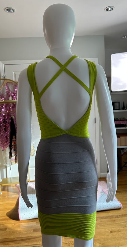 Wow Couture - Green Open Back Bandage Dress