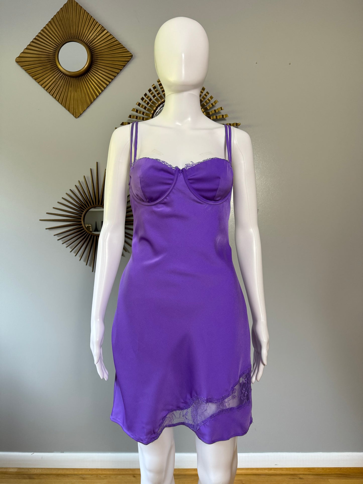 Meshki - Purple Joslyn Satin Mini Slip Dress