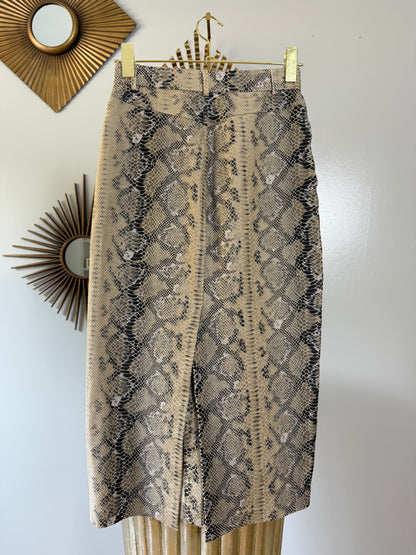 Zara - Snakeskin Faux Leather Pencil Skirt