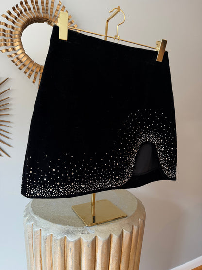 Zara - Black Mini Skirt w/ Rhinestone Accents