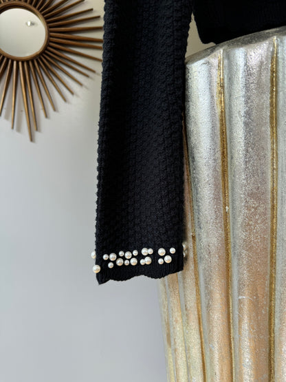 House of Harlow - Black Cardigan W/ Pearl Embellishment