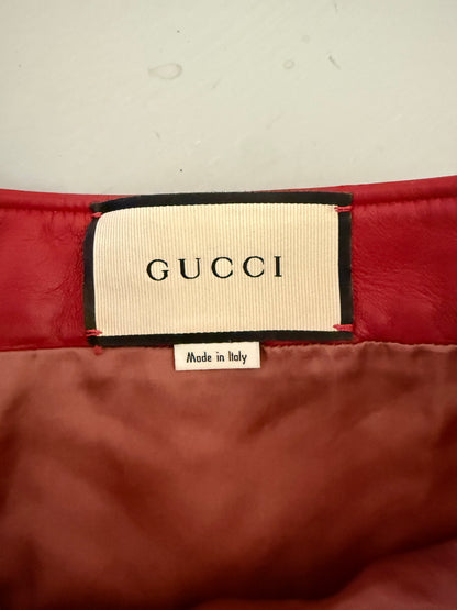 Gucci - Red Leather A-line Skirt