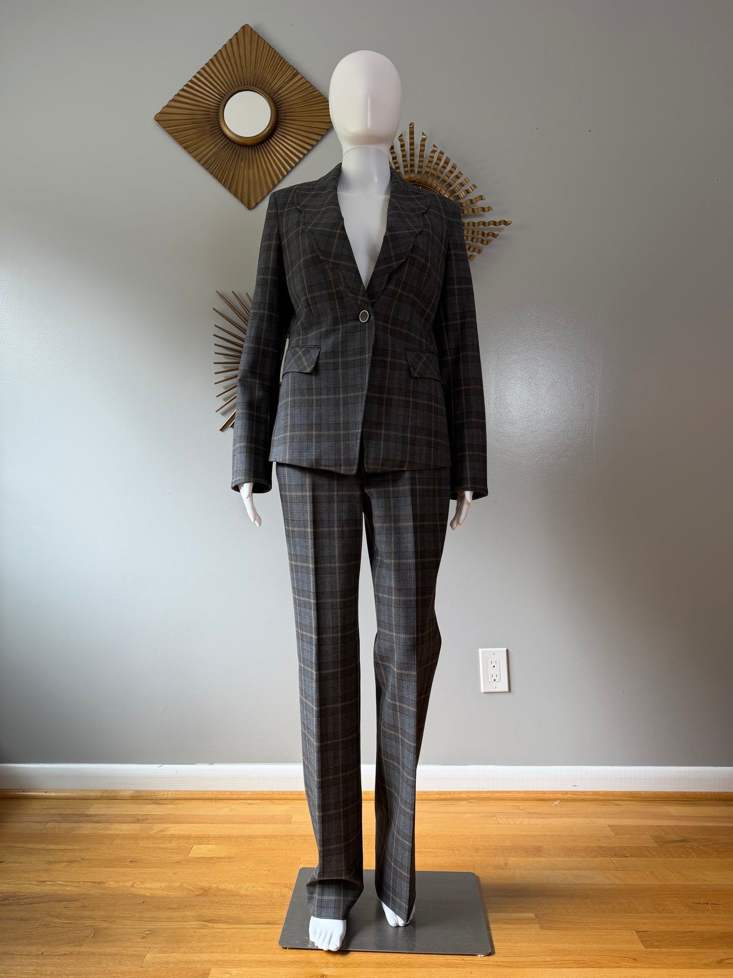 Etcetera - Blue & Grey Plaid Pantsuit