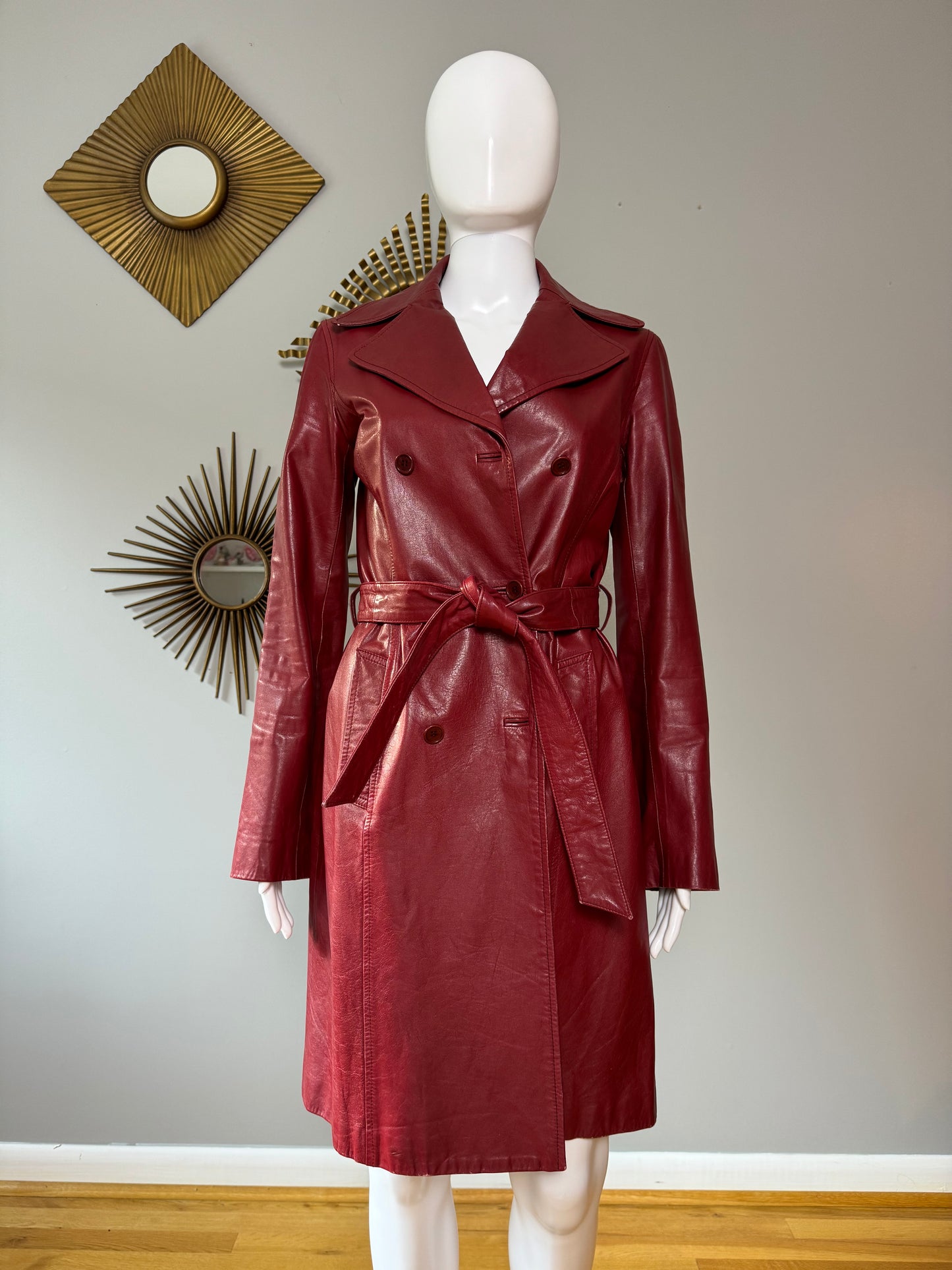 Theory - Burgundy Leather Trench Coat