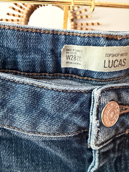 Topshop - Blue Beaded Lucas Moto Jeans