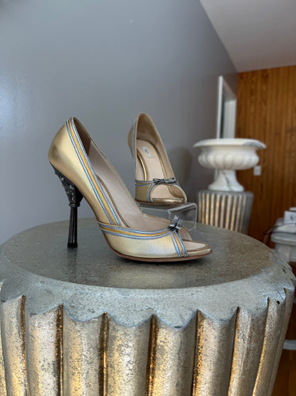 PRADA - Gold/Silver Calzature Donna Platino Heels