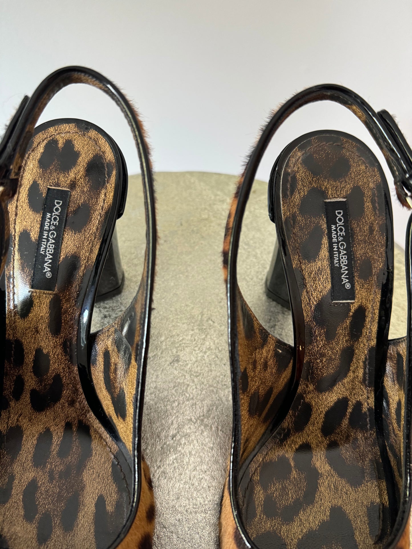 Dolce & Gabbana -  Brown Leopard Slingback Pumps