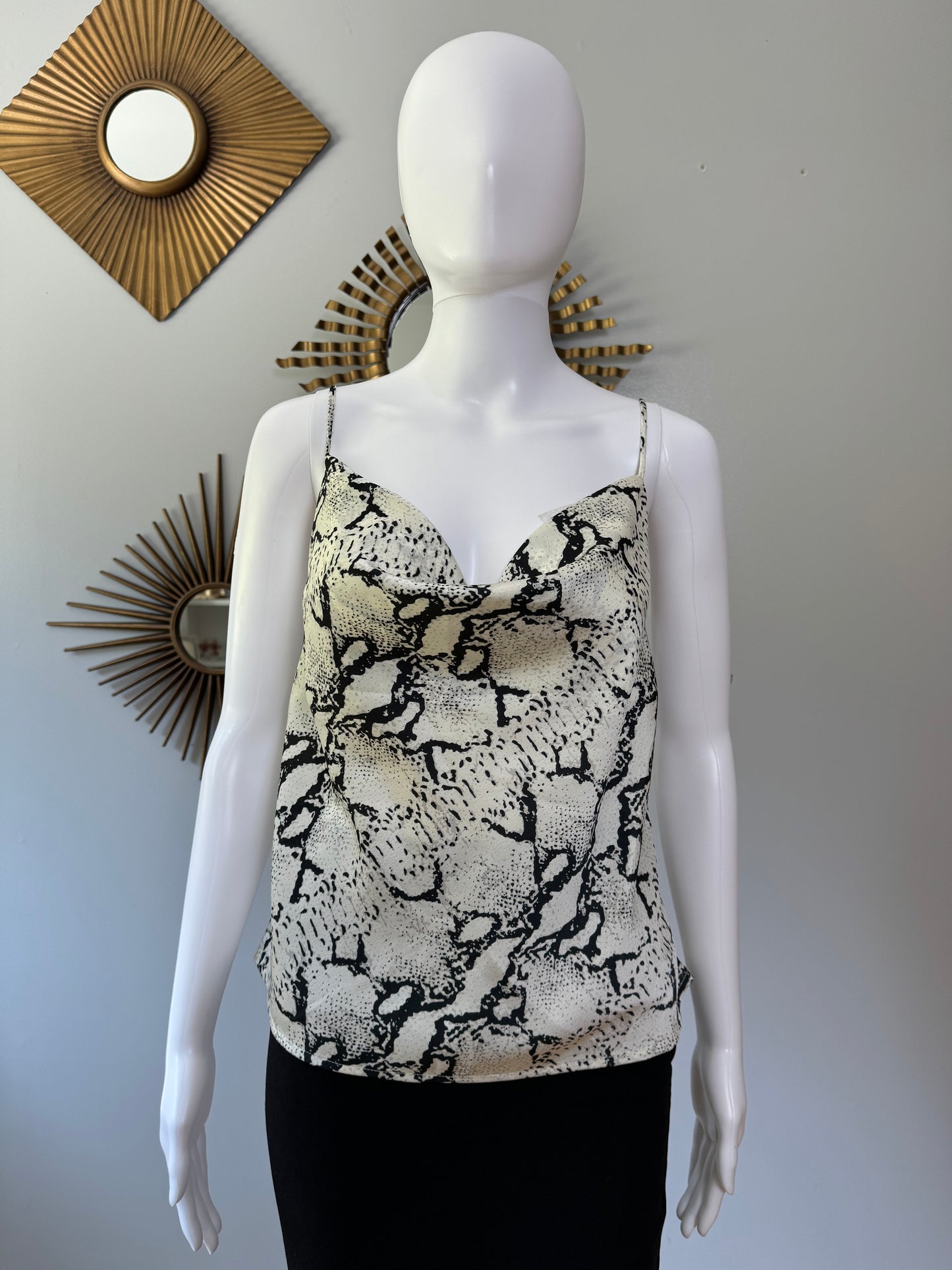 Dance & Marvel - Snakeskin Print Top w/ Cowl Neck