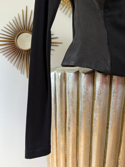 Alice + Olivia - Black Lali Leather Trim Top