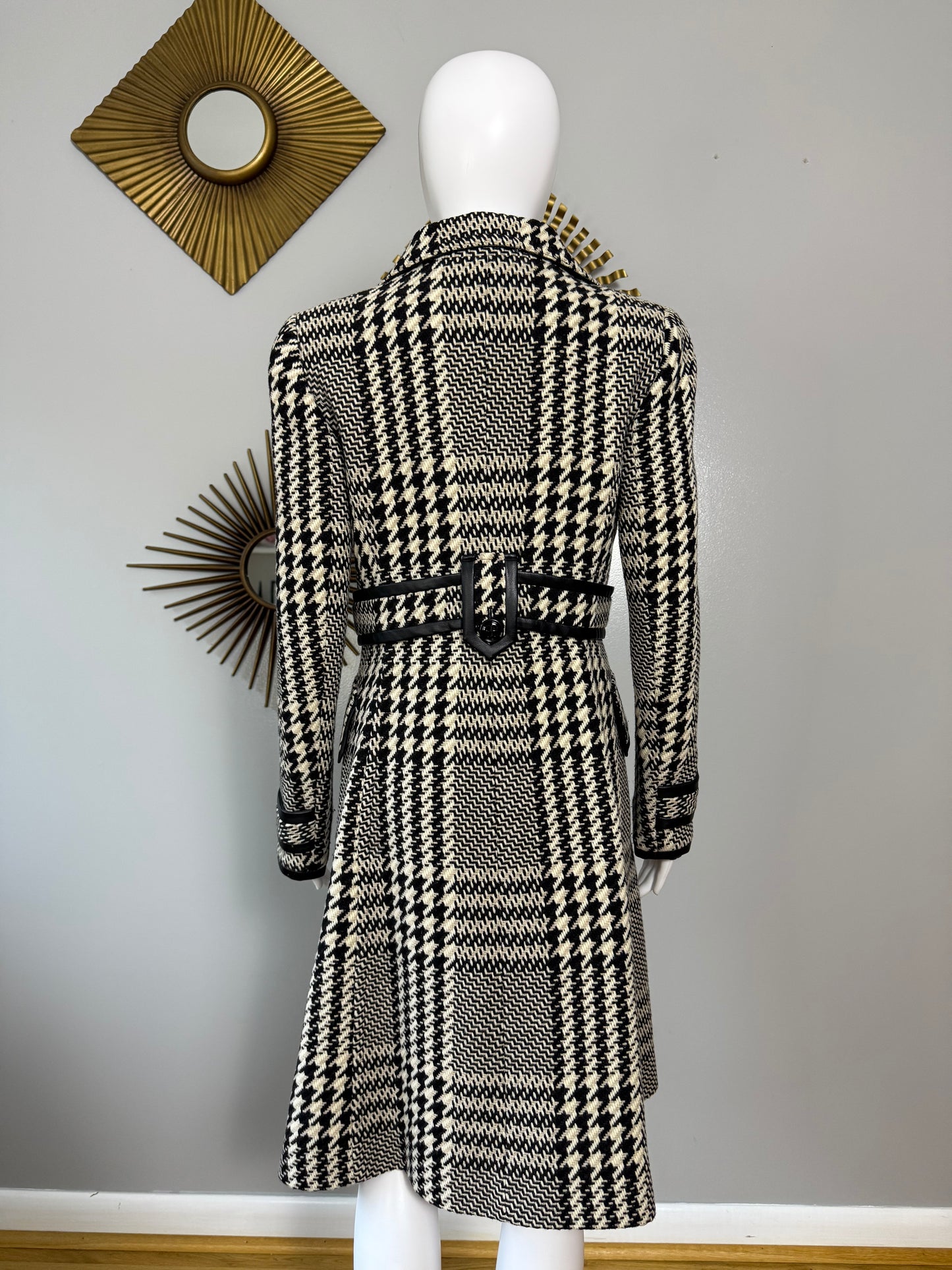 Karen Millen - Black Houndstooth Wool Coat