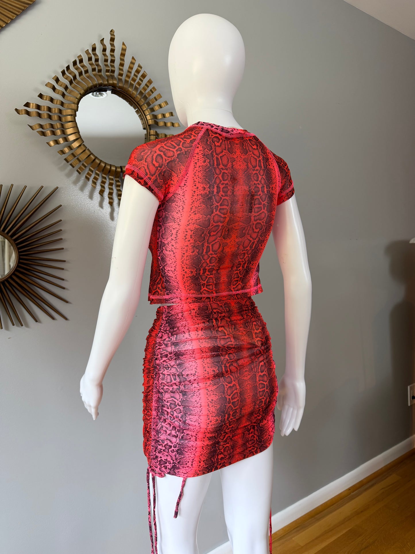 Oh Polly - Orange “Pretty Python” Top & Skirt Set