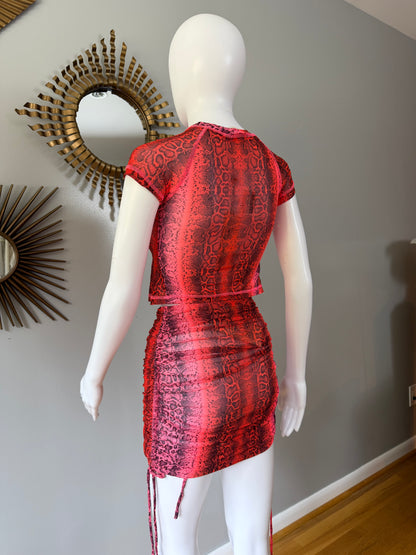 Oh Polly - Orange “Pretty Python” Top & Skirt Set