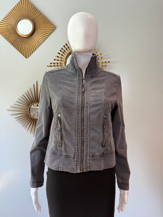 Anthropologie - Gray Moto Studded Jacket