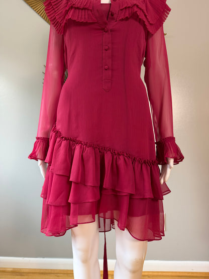 Ted Baker London - Pink Anastai Ruffled Long Sleeve Dress