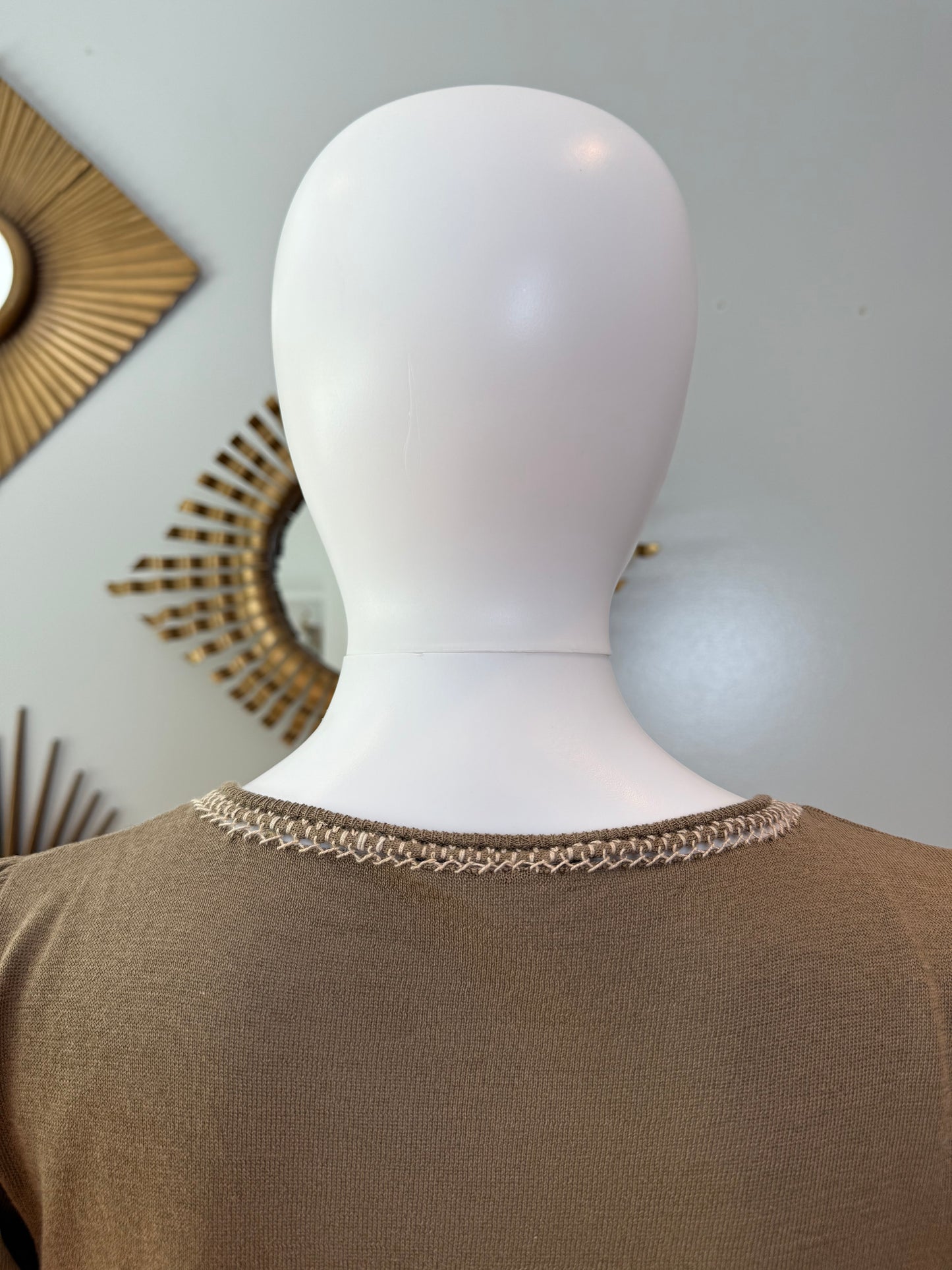 Elie Tahari - Brown Crochet Neck Top