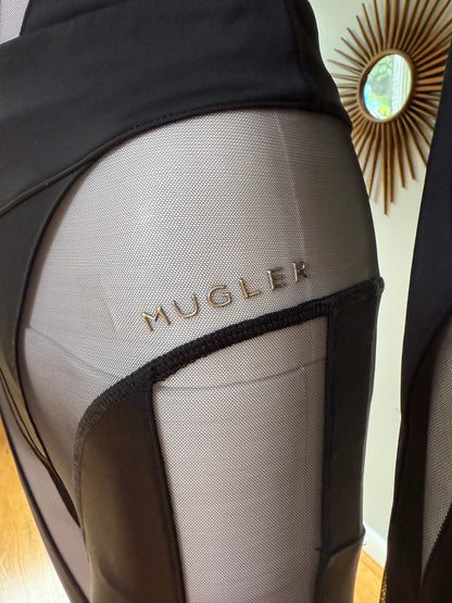 Mugler x H&M - Black Mesh Paneled Stirrup Bodysuit/Leggins Set