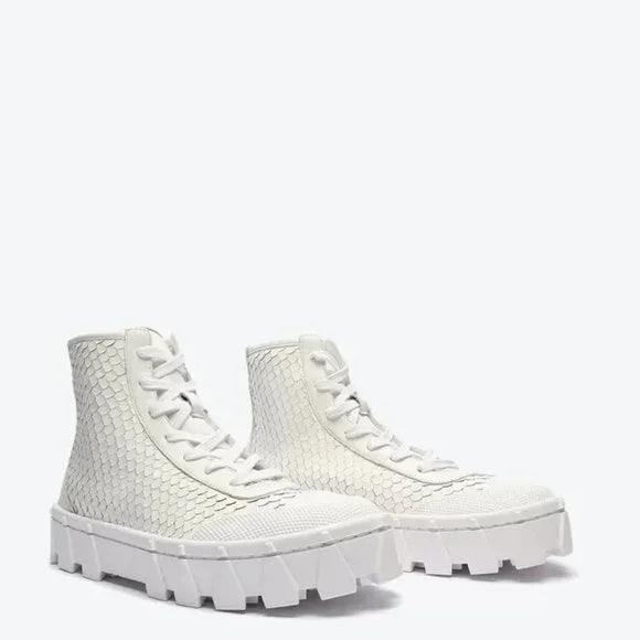 Schutz - Loomis Snake-Embellished Leather Sneakers