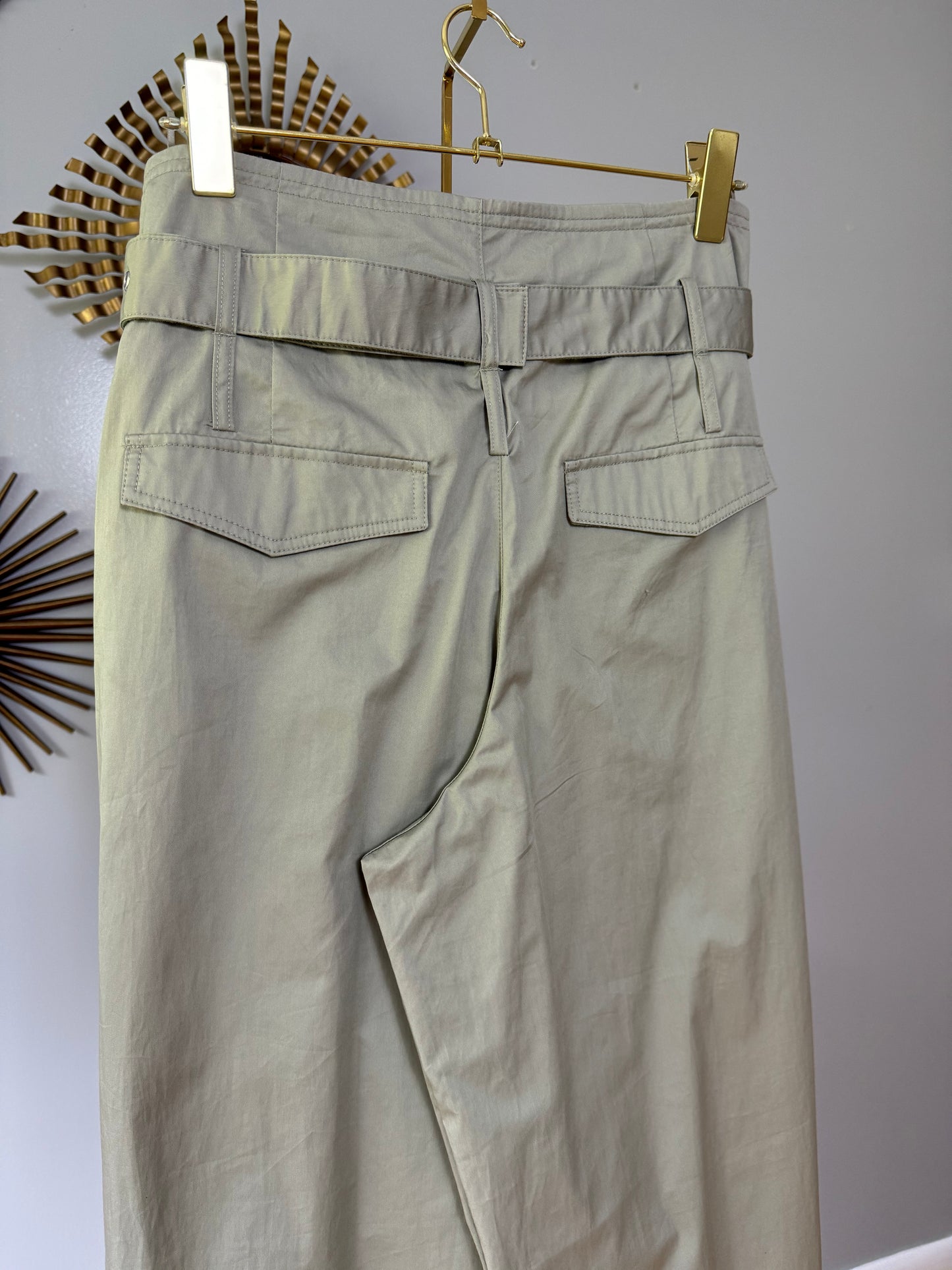 ZARA - Khaki High Waisted Wide Leg Pants With Belt