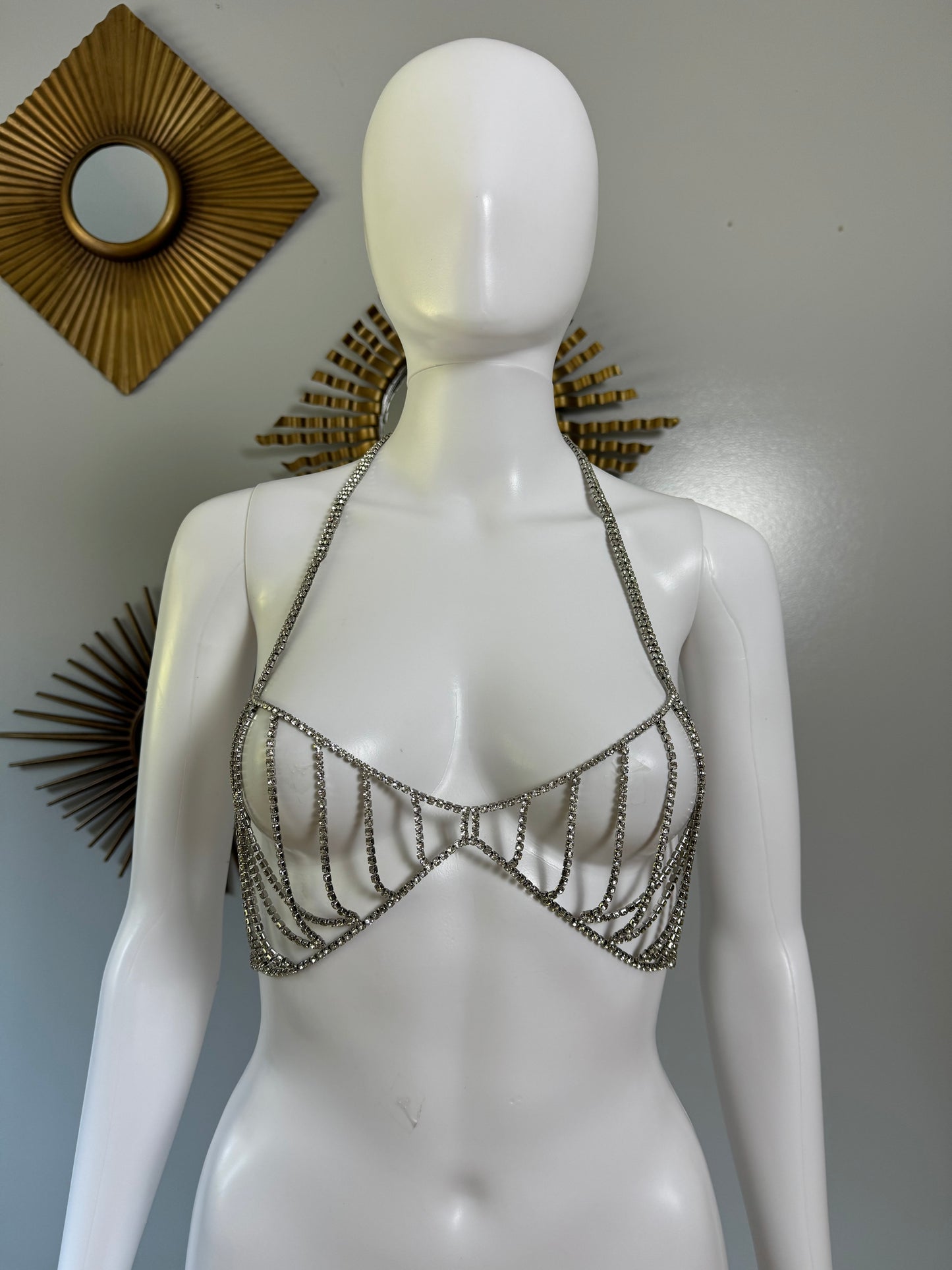 ZARA - Silver Rhinestone Bra Top