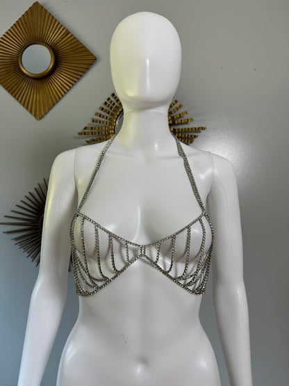 ZARA - Silver Rhinestone Bra Top