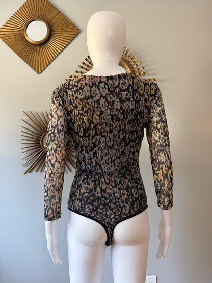Bebe - Black Floral Mesh Bodysuit