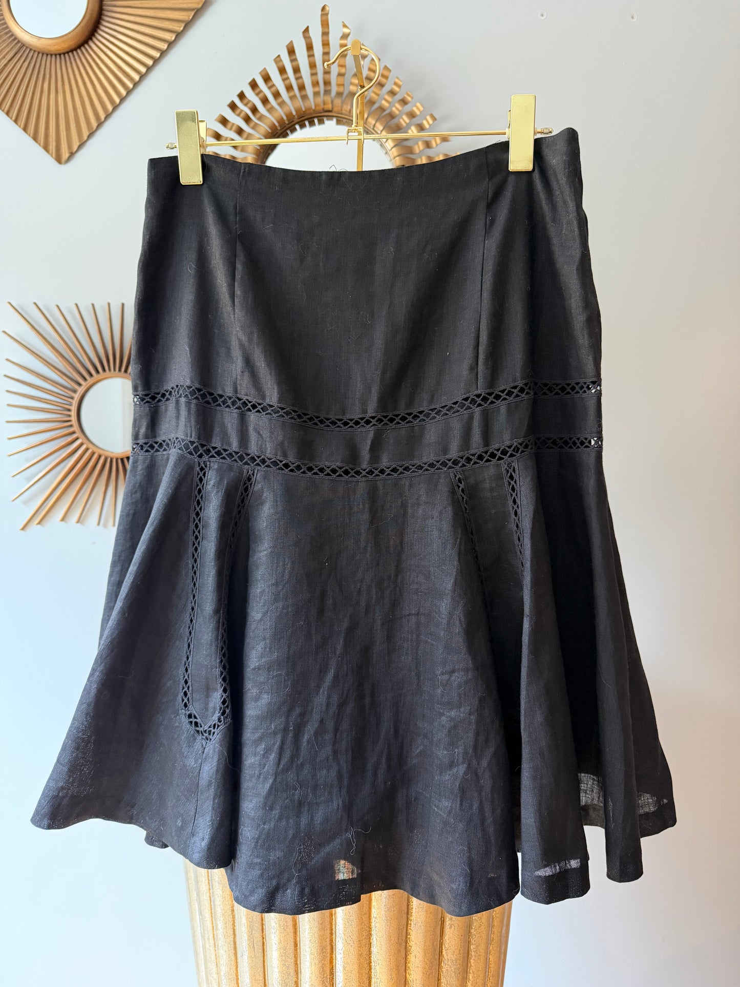 Ralph Lauren - Black Linen A-line Skirt