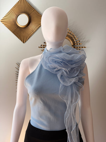 Karen Millen - Blue Tulle Rosette Bodysuit