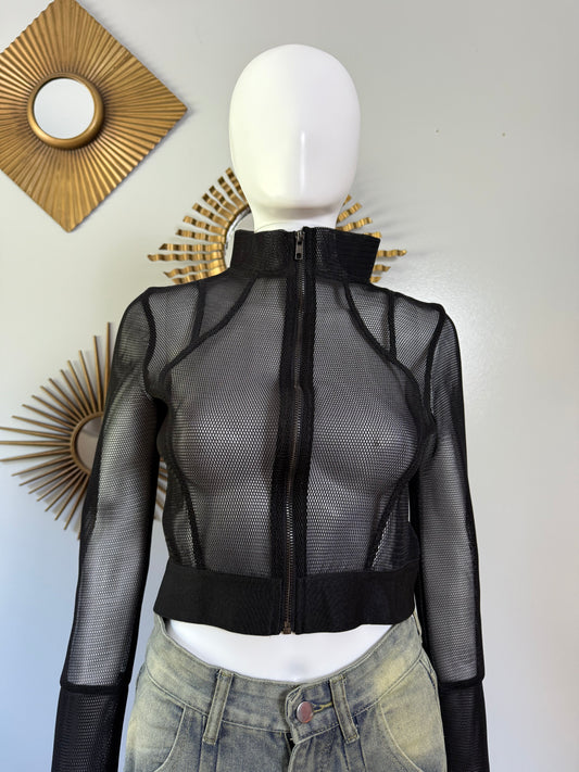 Equilibré - Black Mesh Crop Jacket