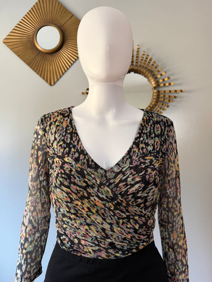 Bebe - Black Floral Mesh Bodysuit