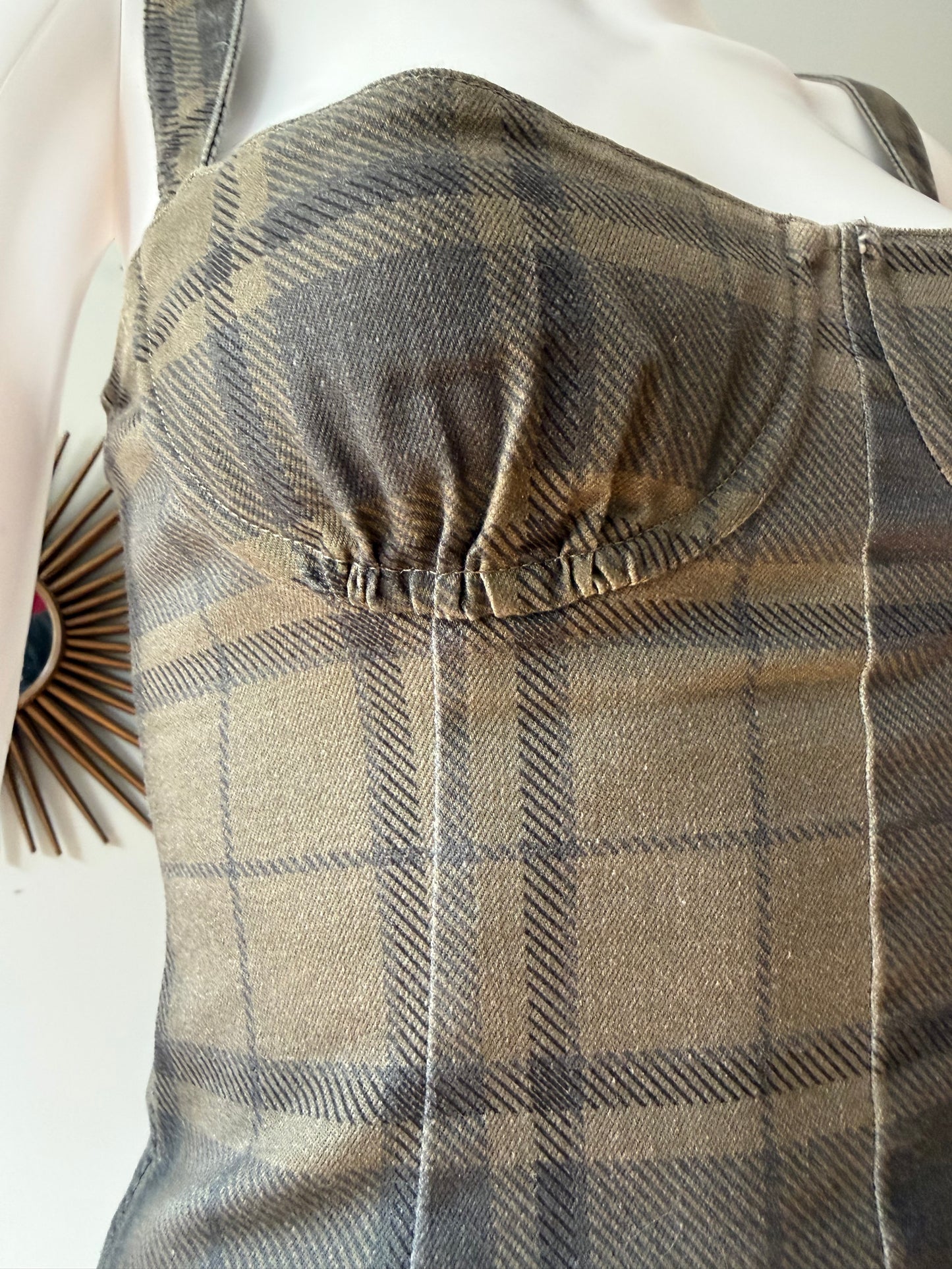 WeWoreWhat - Green Plaid Bustier Top