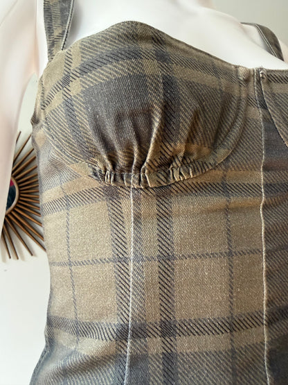 WeWoreWhat - Green Plaid Bustier Top