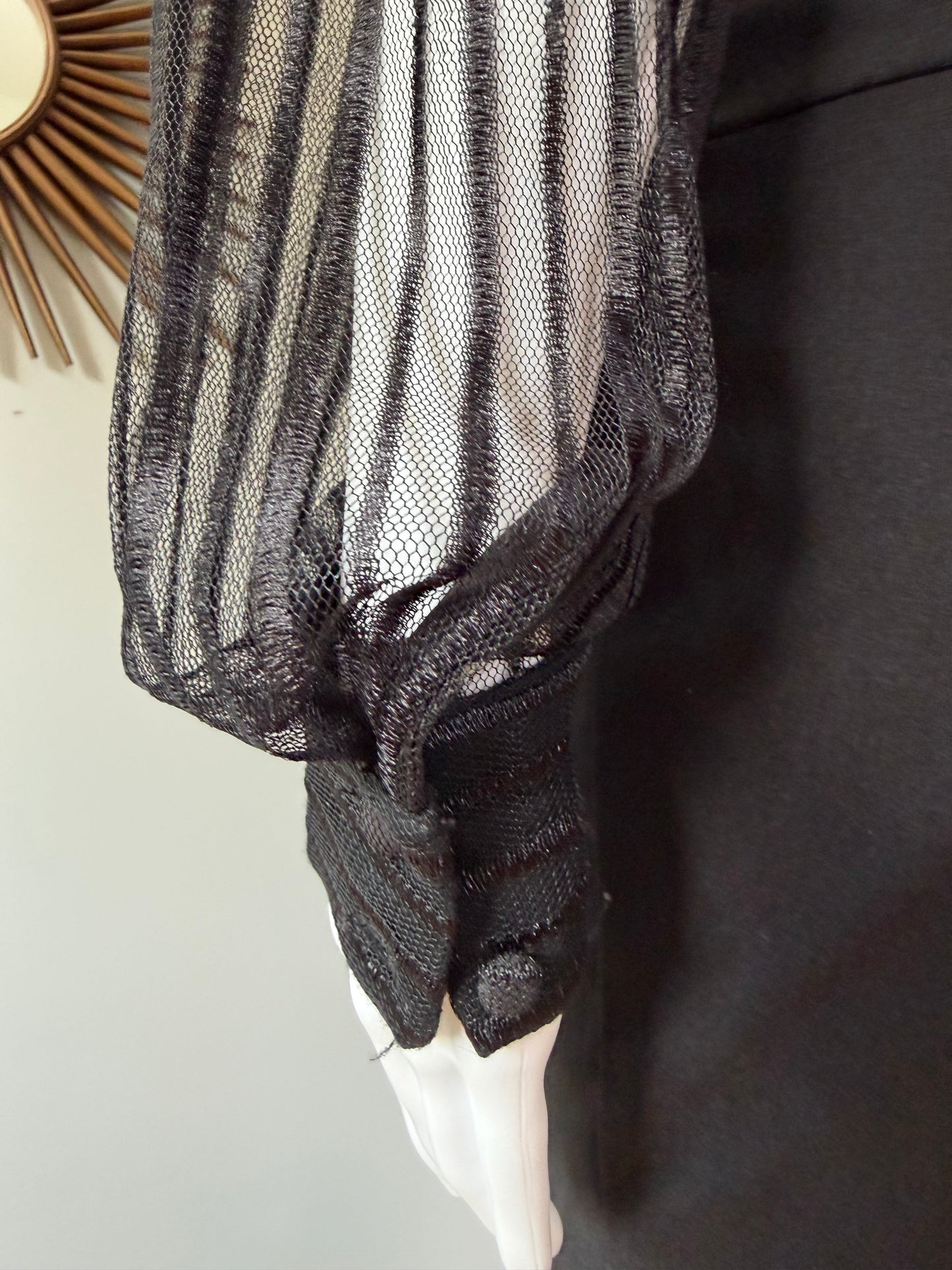 Superdown- Black Dila Sheer Striped Bodysuit