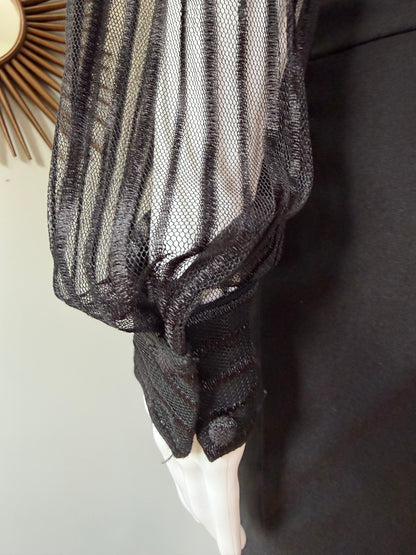 Superdown- Black Dila Sheer Striped Bodysuit