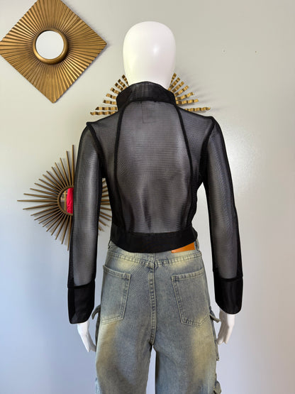 Equilibré - Black Mesh Crop Jacket